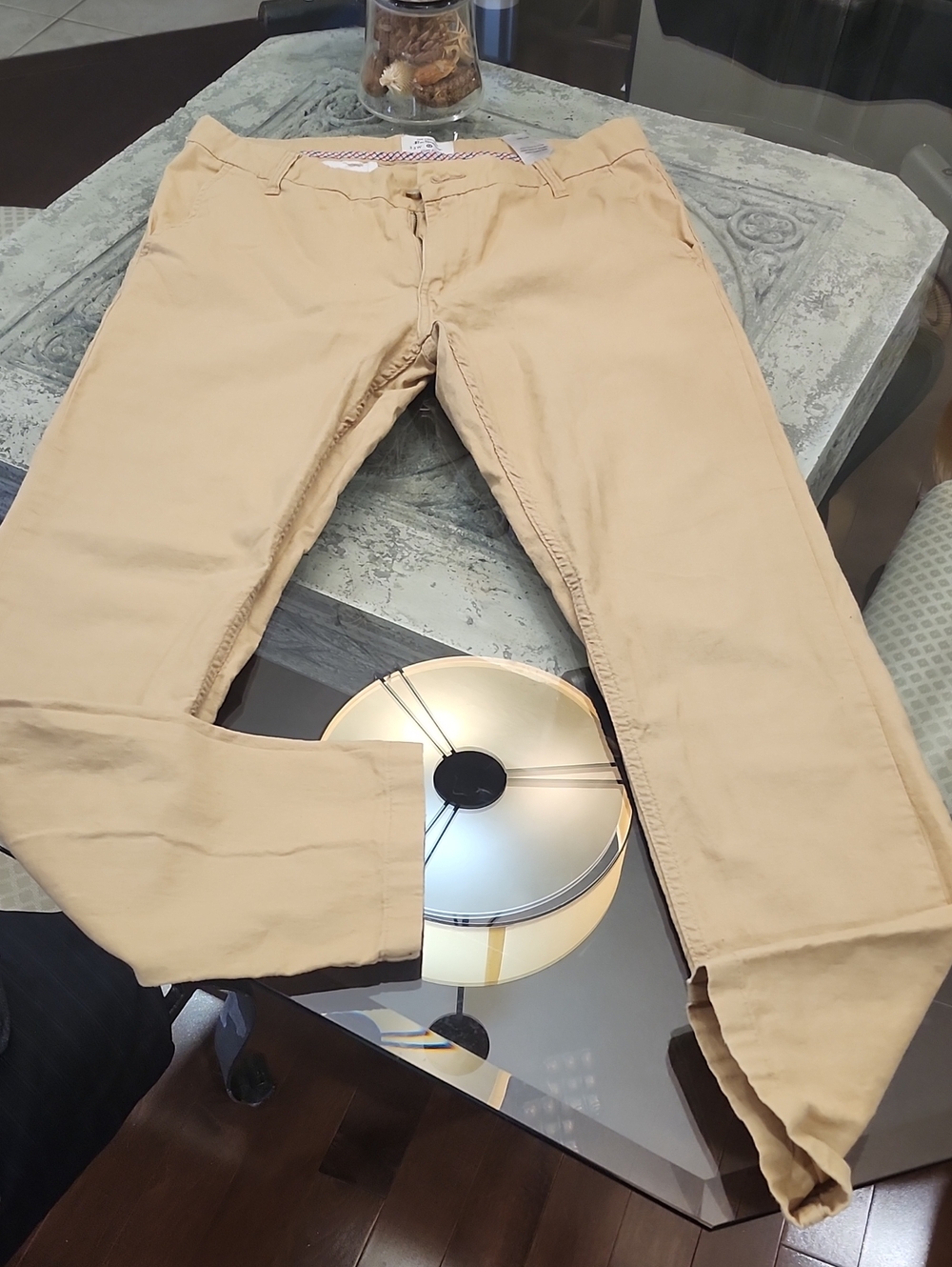 Ben Sherman Slim Fit Chino Linen Pants in Light Khaki 33x32